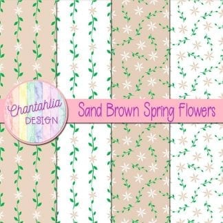 Free digital paper with sand brown spring flower designs