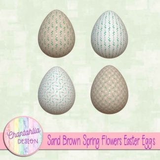 Free Easter egg design elements featuring sand brown spring flowers