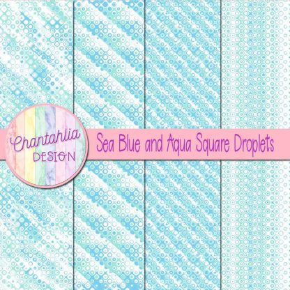 Free sea blue and aqua square droplets digital papers
