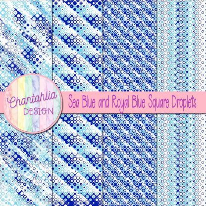 Free sea blue and royal blue square droplets digital papers