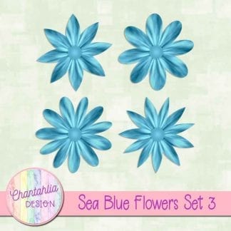 Free sea blue flowers design elements