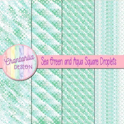 Free sea green and aqua square droplets digital papers