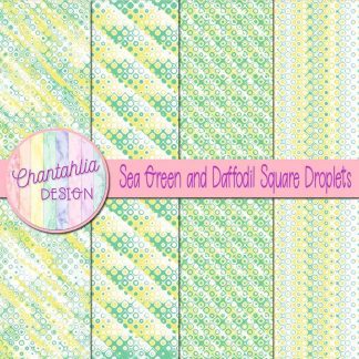 Free sea green and daffodil square droplets digital papers