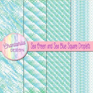 Free sea green and sea blue square droplets digital papers
