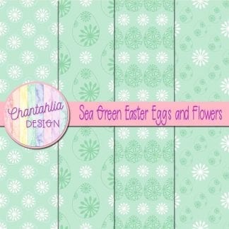 Free sea green digital papers featuring flowers in Easter eggs