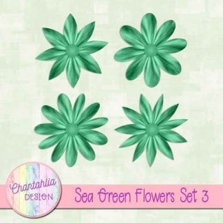 Free sea green flowers design elements