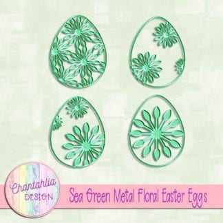 free sea green metal floral easter eggs