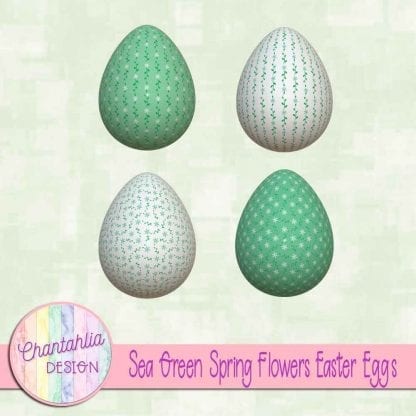 Free Easter egg design elements featuring sea green spring flowers