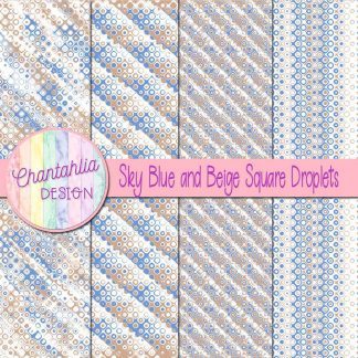 Free sky blue and beige square droplets digital papers
