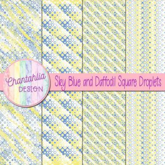 Free sky blue and daffodil square droplets digital papers
