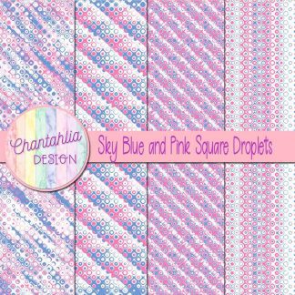 Free sky blue and pink square droplets digital papers