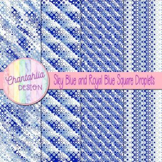 Free sky blue and royal blue square droplets digital papers