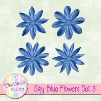 Free sky blue flowers design elements with instant download