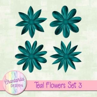 Free teal flowers design elements with instant download