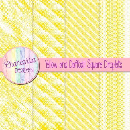 Free yellow and daffodil square droplets digital papers