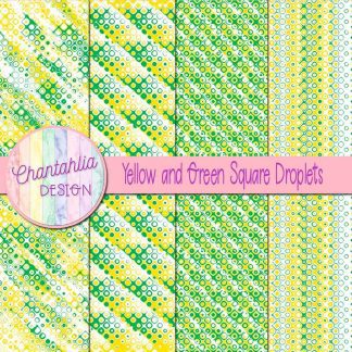 Free yellow and green square droplets digital papers