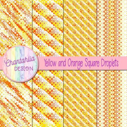 Free yellow and orange square droplets digital papers