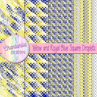 Free yellow and royal blue square droplets digital papers