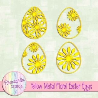 free yellow metal floral easter eggs