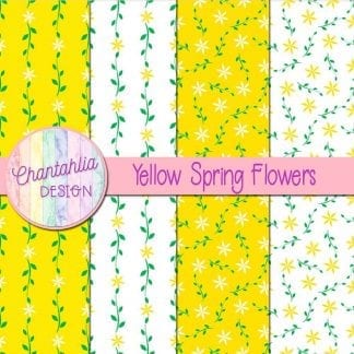 Free digital paper with yellow spring flower designs