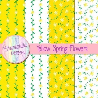 Free digital paper with yellow spring flower designs