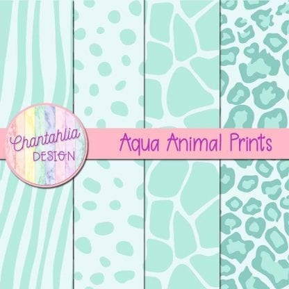 Aqua Animal Prints Digital Papers