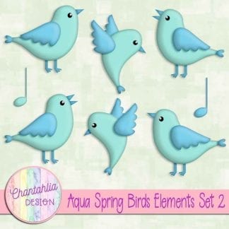 Free aqua spring birds design elements