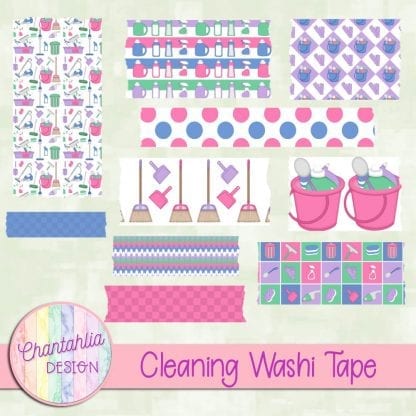 Free washi tape in a Cleaning theme.