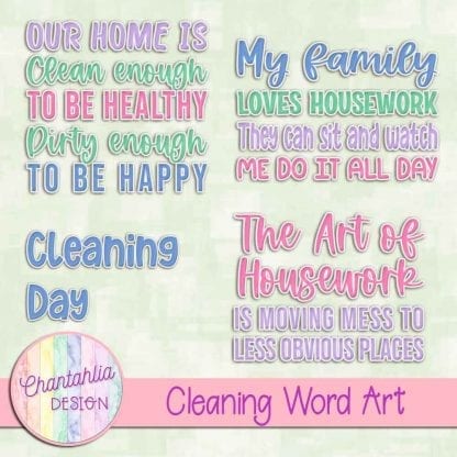 Free word art in a Cleaning theme.