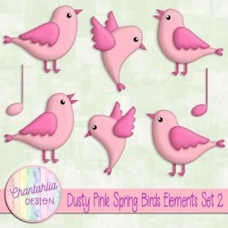 Free dusty pink spring birds design elements