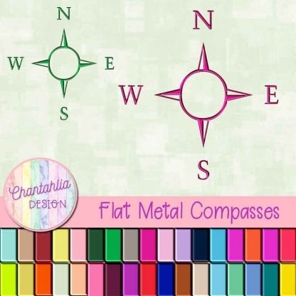 Free flat metal compass design elements