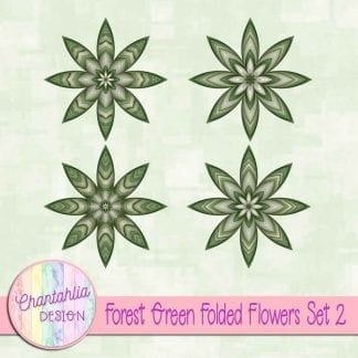 Free forest green folded flowers embellishments