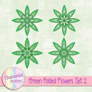 Free green folded flowers embellishments
