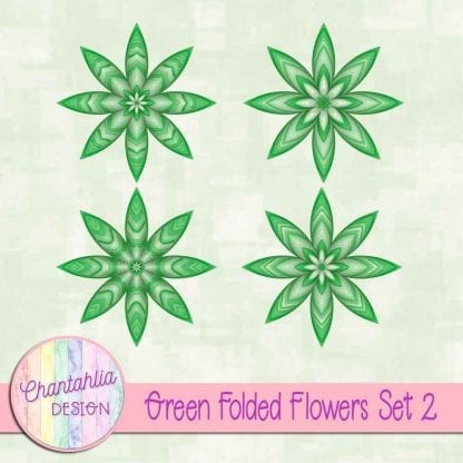 Free green folded flowers embellishments