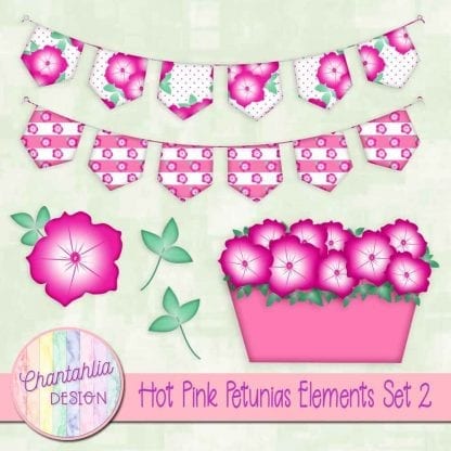 Free hot pink petunias deign elements