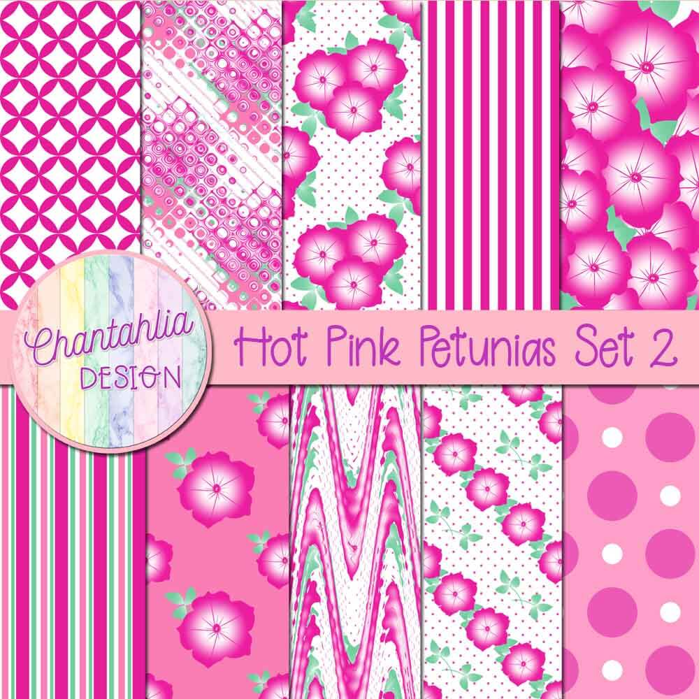 Free hot pink petunias digital papers
