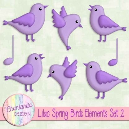 Free lilac spring birds design elements