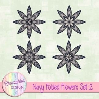 Free navy folded flowers embellishments