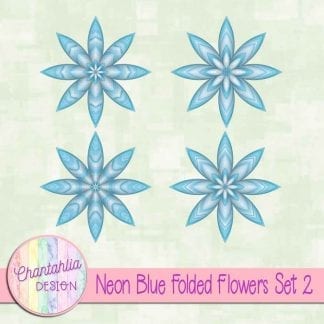 Free neon blue folded flowers embellishments
