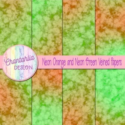 free neon orange and neon green veined papers