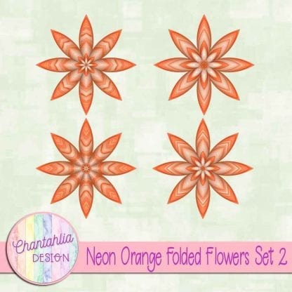 Free neon orange folded flowers embellishments