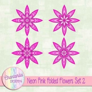 Free neon pink folded flowers embellishments