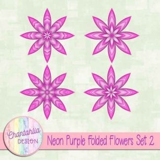 Free neon purple folded flowers embellishments