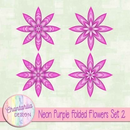 Free neon purple folded flowers embellishments
