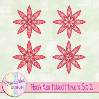 Free neon red folded flowers embellishments
