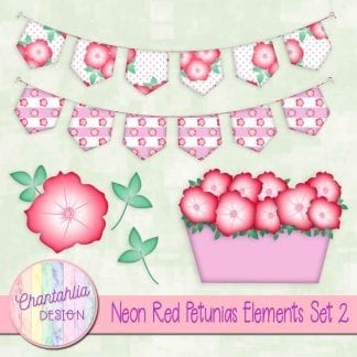 Free neon red petunias design elements