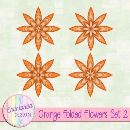 Free orange folded flowers embellishments