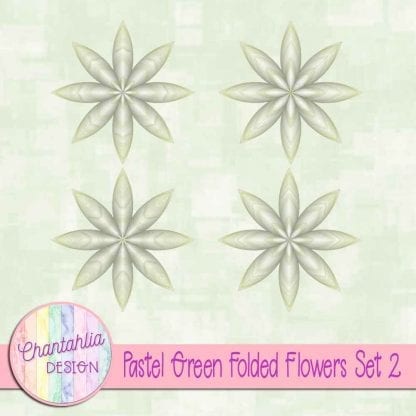 Free pastel green folded flowers embellishments