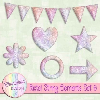 Free elements / embellishments in a pastel string design.