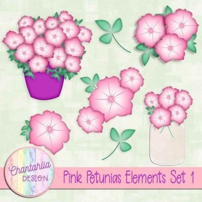 Free pink petunias design elements